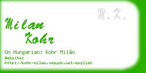 milan kohr business card
