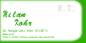 milan kohr business card